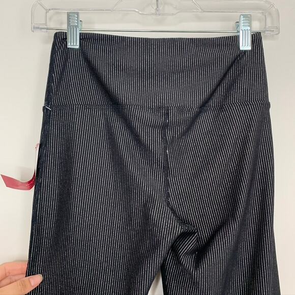 Carbon38 Black Striped Metallic Flared Shimmer Pants Size Medium New - Picture 8 of 14
